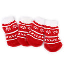 Skid Free Cute Paw Prints Warm Dog Socks Pet Supplies Red + White XL PACK OF 4PCS