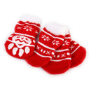 Skid Free Cute Paw Prints Warm Dog Socks Pet Supplies Red + White XL PACK OF 4PCS