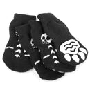 Skid Free Halloween Human Skeleton Pattern Cute Paw Prints Warm Dog Socks Pet Supplies Black + White L PACK OF 4PCS