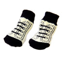 Fashionable Skid Free Warm Cute Shoelace Pattern Dog Socks Pet Supplies Beige + Black + White S PACK OF 4PCS