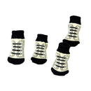 Fashionable Skid Free Warm Cute Shoelace Pattern Dog Socks Pet Supplies Beige + Black + White S PACK OF 4PCS