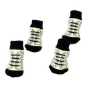Fashionable Skid Free Warm Cute Shoelace Pattern Dog Socks Pet Supplies Beige + Black + White L PACK OF 4PCS