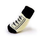 Fashionable Skid Free Warm Cute Shoelace Pattern Dog Socks Pet Supplies Beige + Black + White L PACK OF 4PCS