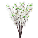 Artificial Peach Blossom Flower Bouquet with 3 Fork Stems for Home Office Decor - White Pack of 10