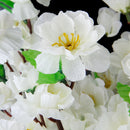 Artificial Peach Blossom Flower Bouquet with 3 Fork Stems for Home Office Decor - White Pack of 10