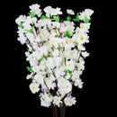 Artificial Peach Blossom Flower Bouquet with 3 Fork Stems for Home Office Decor - White Pack of 10