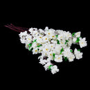 Artificial Peach Blossom Flower Bouquet with 3 Fork Stems for Home Office Decor - White Pack of 10