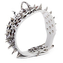 5 Holes Adjustable PU Leather Spikes Cool Design Dog Cat D-Ring Collar Pet Supplies White Leopard XL