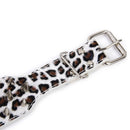 5 Holes Adjustable PU Leather Spikes Cool Design Dog Cat D-Ring Collar Pet Supplies White Leopard XL