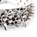 5 Holes Adjustable PU Leather Spikes Cool Design Dog Cat D-Ring Collar Pet Supplies White Leopard XL