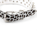 5 Holes Adjustable PU Leather Spikes Cool Design Dog Cat D-Ring Collar Pet Supplies White Leopard XL