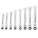 Satin Chrome Finish Flexible Head Ratchet Action Wrench Spanner Nut Tool 7mm Silver