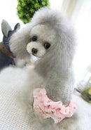 Waterproof Comfortable Pink Drape Pierced Design Floral Chiffon White Lace Dog Physical Pant Pet Supplies Pink M