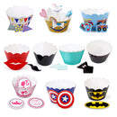 Set Of 24PCS Cute Cupcake Candy Sweets Wrappers With Toppers Wedding Birthday Party Supplies Black