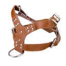 Adjustable Leather D-Ring Dog Chest Strap Belt Harness Safety Equipment Pet Supplies Brown