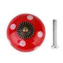 Cute Playful Ceramic Knob Door Window Cupboard TV Cabinet Drawer Handle Pull Red