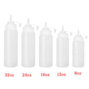 12oz Capacity Plastic Sauce Oil Vinegar Ketchup Mustard Mayonnaise Squeeze Bottle Dispenser for Home Kitchen Hotel Cafe Use White