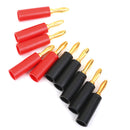 4mm Gold Plated Banana Plug Connectors Adapter Speaker 10pcs Black+Red