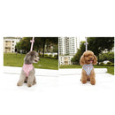 Bowknot Floral Design Charms Pet Dog Puppy Cat Clothing Supplies Harness Leash Lead Walking Collar Vest Strap Blue S