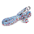 Bowknot Floral Design Charms Pet Dog Puppy Cat Clothing Supplies Harness Leash Lead Walking Collar Vest Strap Blue L