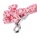 Bowknot Floral Design Charms Pet Dog Puppy Cat Clothing Supplies Harness Leash Lead Walking Collar Vest Strap Pink M