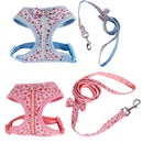 Bowknot Floral Design Charms Pet Dog Puppy Cat Clothing Supplies Harness Leash Lead Walking Collar Vest Strap Pink L