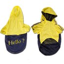 Lightweight PU Leather 3 Buttons Easy Pull Over Style Dog Puppy Raincoat Poncho Pet Supplies Yellow + Dark Blue L