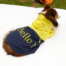 Lightweight PU Leather 3 Buttons Easy Pull Over Style Dog Puppy Raincoat Poncho Pet Supplies Yellow + Dark Blue L