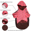 Lightweight PU Leather 3 Buttons Easy Pull Over Style Dog Puppy Raincoat Poncho Pet Supplies Pink + Dark Coffee L