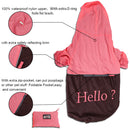 Lightweight PU Leather 3 Buttons Easy Pull Over Style Dog Puppy Raincoat Poncho Pet Supplies Pink + Dark Coffee L
