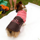 Lightweight PU Leather 3 Buttons Easy Pull Over Style Dog Puppy Raincoat Poncho Pet Supplies Pink + Dark Coffee L