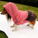 Lightweight PU Leather 3 Buttons Easy Pull Over Style Dog Puppy Raincoat Poncho Pet Supplies Pink + Dark Coffee L