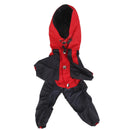Lightweight PU Leather 4 Buttons Closure Dog Puppy Raincoat Poncho Pet Supplies Red + Black XS