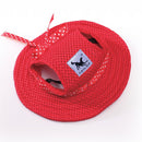 Adjustable Neck Chin Strap Mesh Polyester Dog Hat Pet Supplies Red S