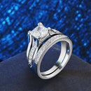 Luxury Geometric Square Diamond Couple Rings High-grade Zircon Ring