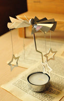 Gorgeous Pretty Star Pattern Rotary Tea Light Candle Holder Table Home Office Living Room Decor Silver