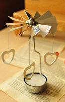 Gorgeous Pretty Heart Pattern Rotary Tea Light Candle Holder Table Home Office Living Room Decor Silver