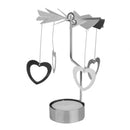 Gorgeous Pretty Heart Pattern Rotary Tea Light Candle Holder Table Home Office Living Room Decor Silver