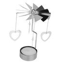 Gorgeous Pretty Heart Pattern Rotary Tea Light Candle Holder Table Home Office Living Room Decor Silver
