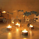 Gorgeous Pretty Deer Pattern Rotary Tea Light Candle Holder Table Home Office Living Room Decor Silver