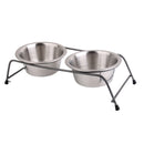 Double Raised Dog Bowl Elevated Pet Feeder Waterer Cat Puppy Food Water Container