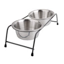 Double Raised Dog Bowl Elevated Pet Feeder Waterer Cat Puppy Food Water Container