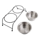 Double Raised Dog Bowl Elevated Pet Feeder Waterer Cat Puppy Food Water Container