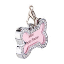 Pet Dog Cat ID Tag Diamond Shine Bone Shape Label Anti-lost