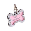 Pet Dog Cat ID Tag Diamond Shine Bone Shape Label Anti-lost