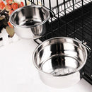 Stainless Steel Cage Clamp Bolt Cup Bird Cat Dog Food Water Hanging Bowl L