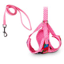 Set Of Lightweight Breathable Cotton Strawberry Round Dot Design Dog Harness Leash Rose Red M