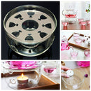 Heat-Resisting Teapot Warmer Base Clear Glass Round Shape Insulation TealighI7F6