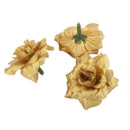 Artificial Silk Roses Wedding Party Restaurant Bar Hat Scrapbooking Decoration Flower Heads Pack of 50PCS Golden
