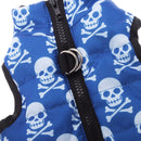Pet Dog Skull Pattern Charms Cotton-Padded Vest Clothes Coat Apparel Outfit Pet Winter Clothing Supplies Size XS -Blue